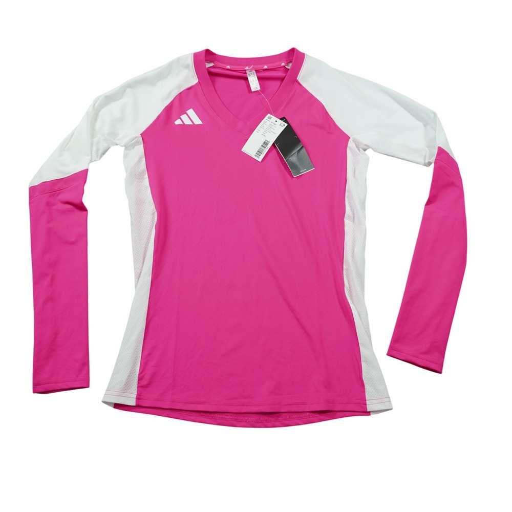 Adidas Quickset Volleyball Jersey Pink White Long Sleeve Women's Size Small‎ NEW